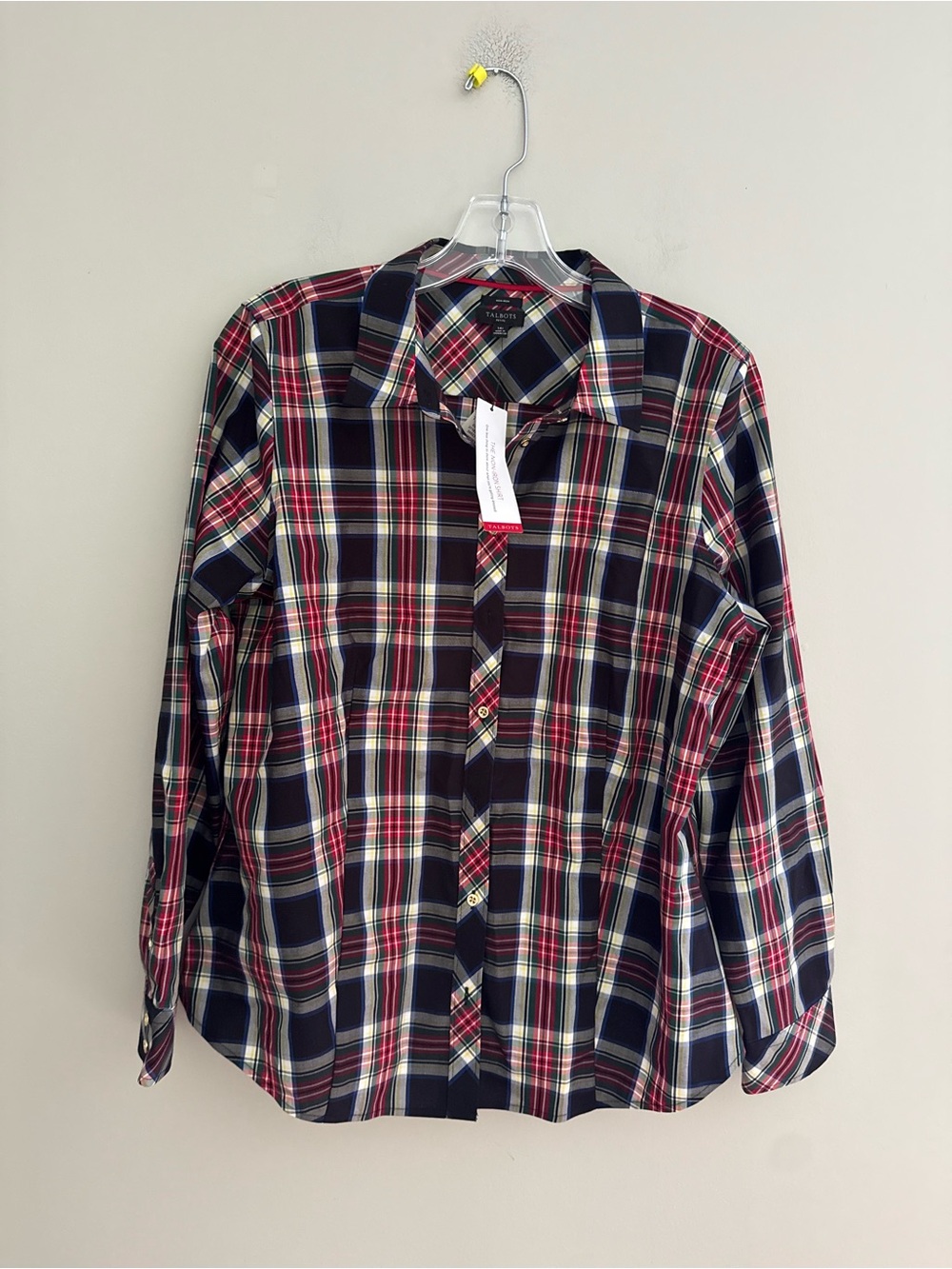 Talbots Non-Iron Perfect Shirt NWT size 14 P plaid cabin core - Picture 2 of 4
